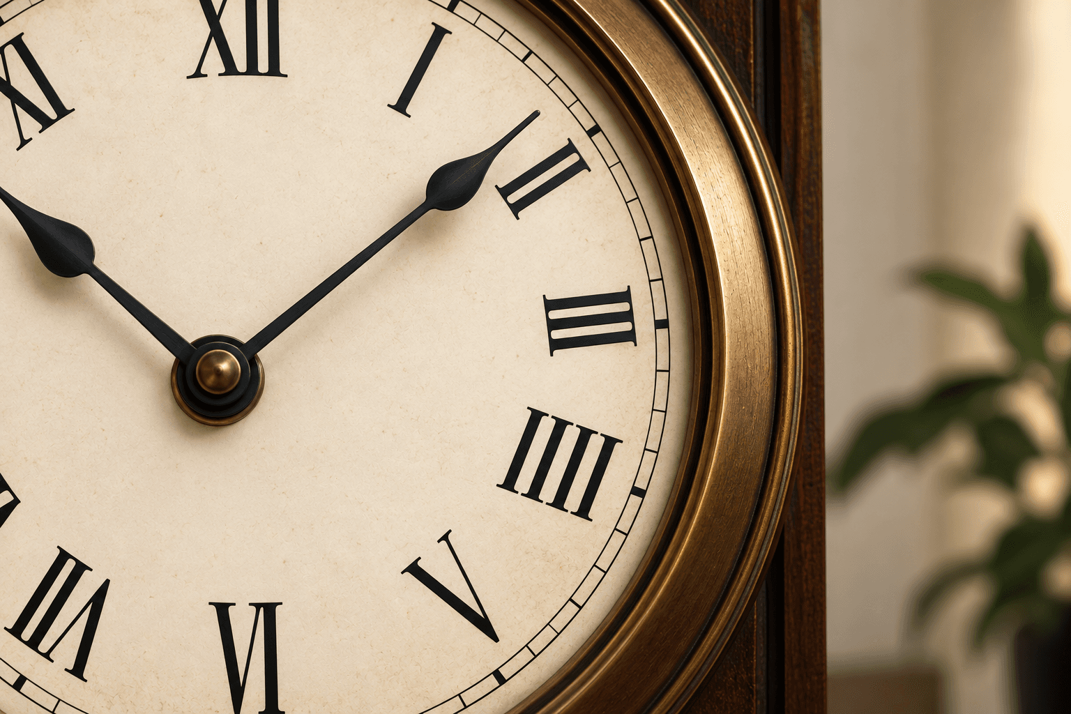 A traditional clock face showing IIII instead of IV for the number four