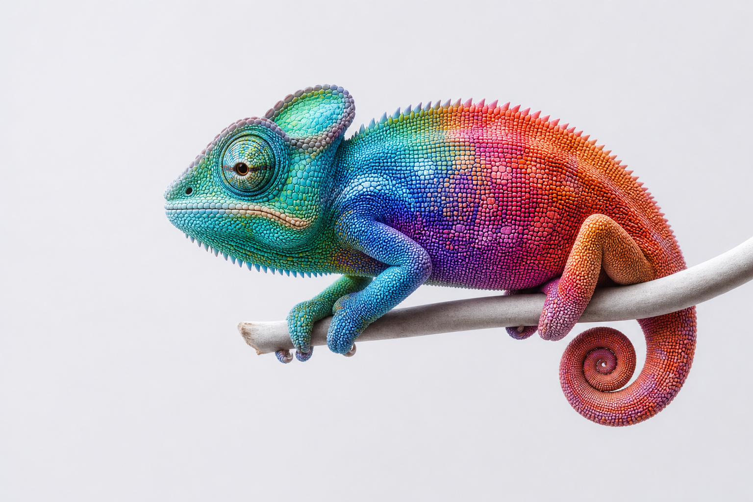 Detailed 3D color-shifting chameleon